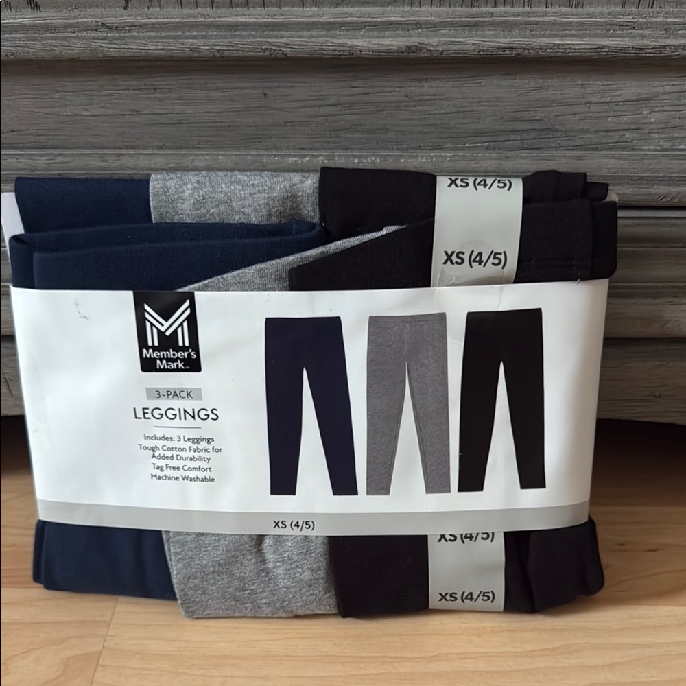 Kids Leggings 3-Pack - Black, Gray, Navy